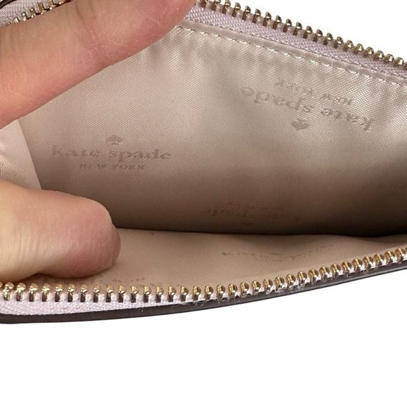 NWT Kate Spade Lucy Small Zip Wristlet Bicolor Saffian Leather Baja Rose KH769 - Picture 5 of 9